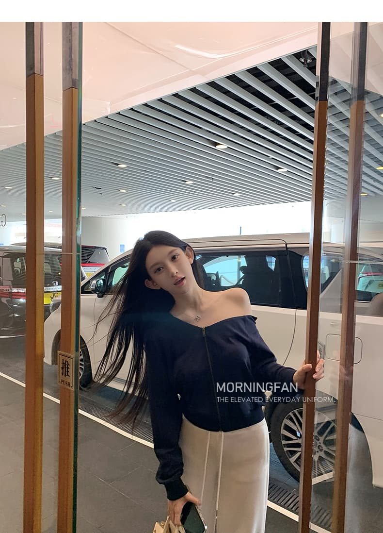 안녕하세요. 팬 팬 넣다 자매 왕 화이트 후드 티 스웨터 지퍼 여성 코트 얇은 스타일 비스듬한 어깨 쇼트 스타일 오픈 가디건 맨위 상세 이미지 68