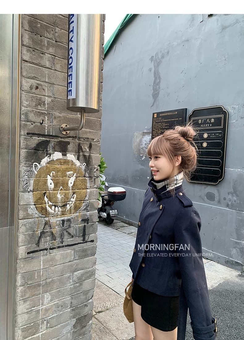 안녕하세요. 팬 팬 베이 촨 장면 어린이 긍정적 인 어깨 스탠드 칼라 영국식 바람 불규칙 중 쇼트 스타일 바람막이 여성 코트 가을 상세 이미지 16