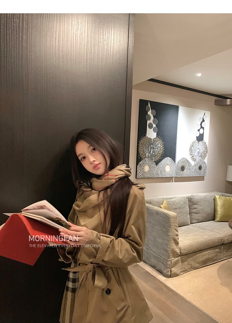 안녕하세요. 팬 팬 베이 촨 장면 어린이 긍정적 인 어깨 스탠드 칼라 영국식 바람 불규칙 중 쇼트 스타일 바람막이 여성 코트 가을 상세 이미지 19