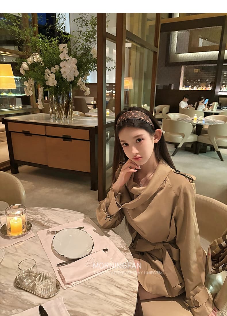 안녕하세요. 팬 팬 베이 촨 장면 어린이 긍정적 인 어깨 스탠드 칼라 영국식 바람 불규칙 중 쇼트 스타일 바람막이 여성 코트 가을 상세 이미지 21