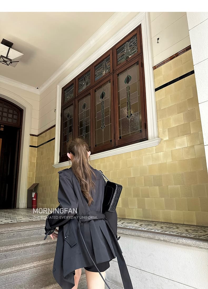 안녕하세요. 팬 팬 베이 촨 장면 어린이 긍정적 인 어깨 스탠드 칼라 영국식 바람 불규칙 중 쇼트 스타일 바람막이 여성 코트 가을 상세 이미지 25