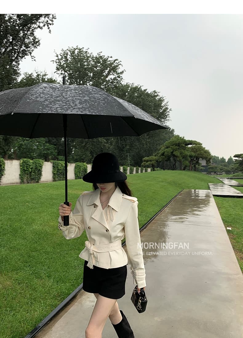 안녕하세요. 팬 팬 베이 촨 장면 어린이 긍정적 인 어깨 스탠드 칼라 영국식 바람 불규칙 중 쇼트 스타일 바람막이 여성 코트 가을 상세 이미지 26
