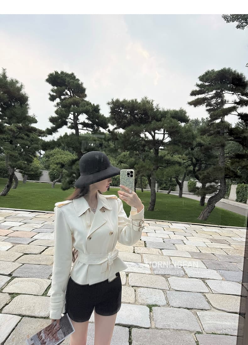 안녕하세요. 팬 팬 베이 촨 장면 어린이 긍정적 인 어깨 스탠드 칼라 영국식 바람 불규칙 중 쇼트 스타일 바람막이 여성 코트 가을 상세 이미지 28