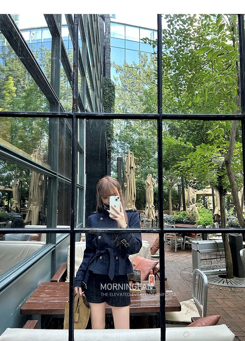 안녕하세요. 팬 팬 베이 촨 장면 어린이 긍정적 인 어깨 스탠드 칼라 영국식 바람 불규칙 중 쇼트 스타일 바람막이 여성 코트 가을 상세 이미지 31