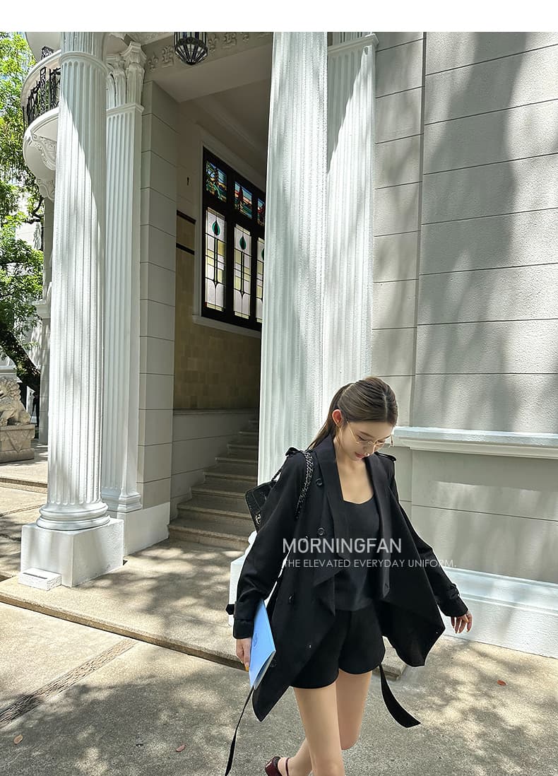 안녕하세요. 팬 팬 베이 촨 장면 어린이 긍정적 인 어깨 스탠드 칼라 영국식 바람 불규칙 중 쇼트 스타일 바람막이 여성 코트 가을 상세 이미지 37