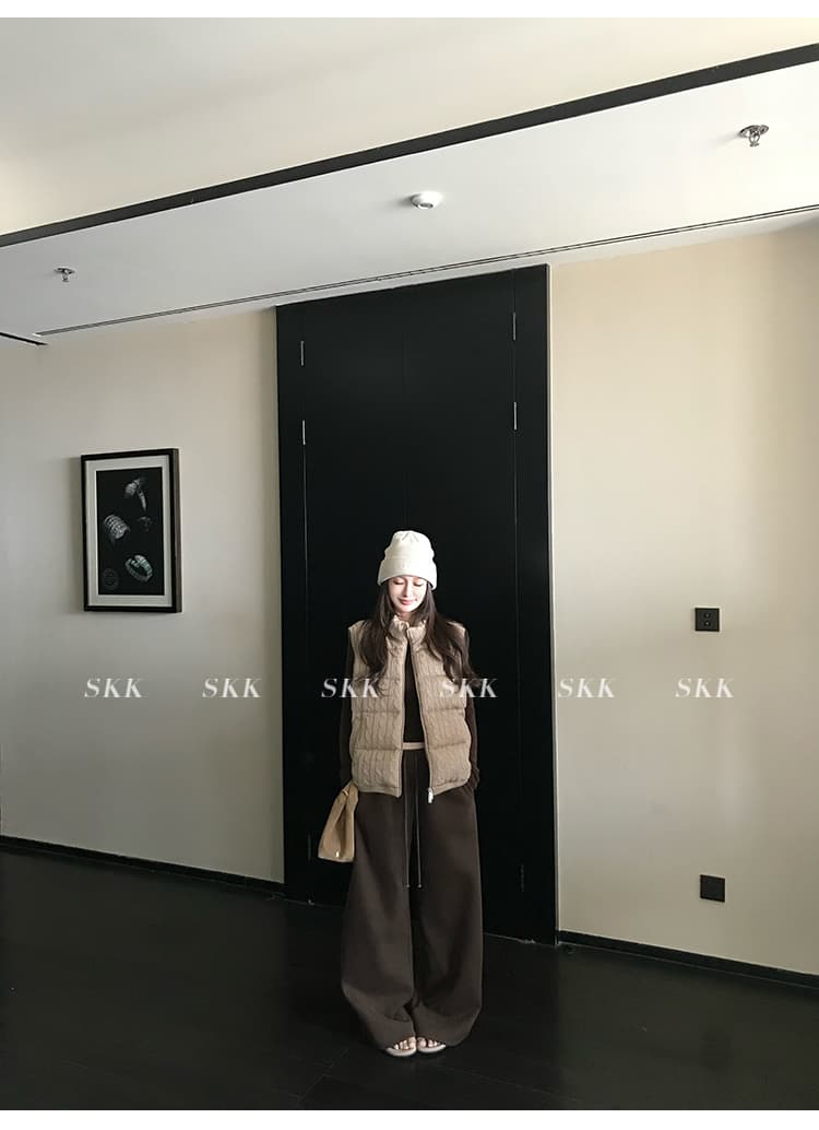 skk store 장기 느슨함 지배 아세트산 주간 실크 양모 털이 있는 당겨서 털 후드 티 스웨터 웨이 바지 세트 상세 이미지 13