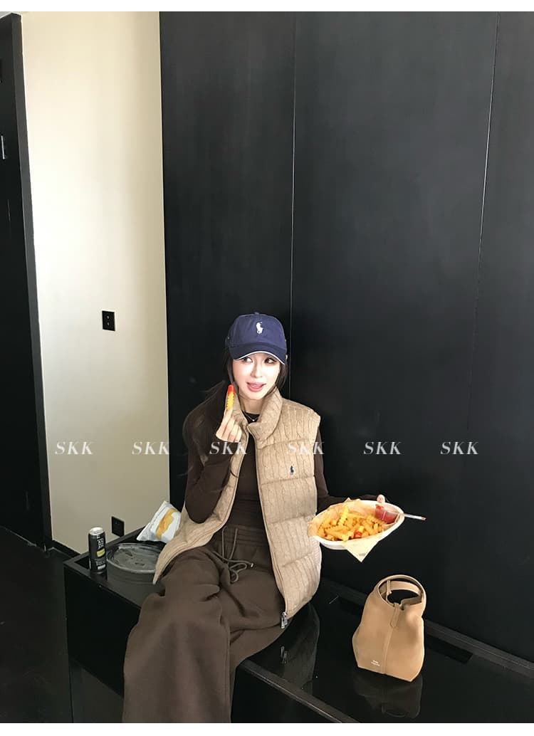 skk store 장기 느슨함 지배 아세트산 주간 실크 양모 털이 있는 당겨서 털 후드 티 스웨터 웨이 바지 세트 상세 이미지 14