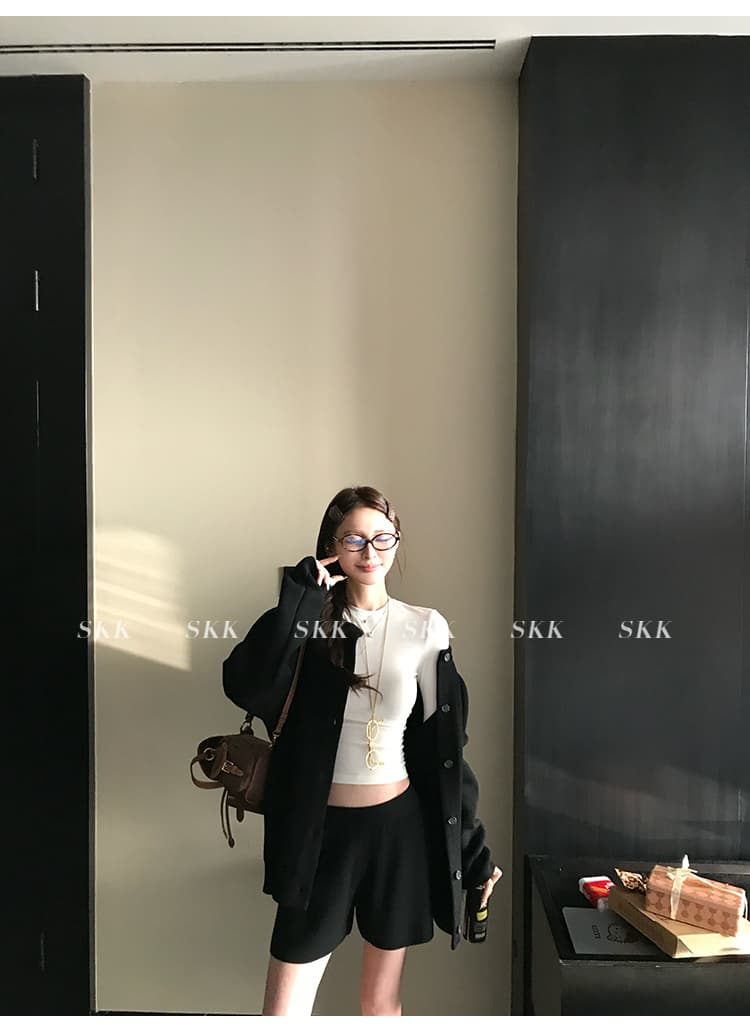 skk store 장기 느슨함 지배 아세트산 주간 실크 양모 털이 있는 당겨서 털 후드 티 스웨터 웨이 바지 세트 상세 이미지 24
