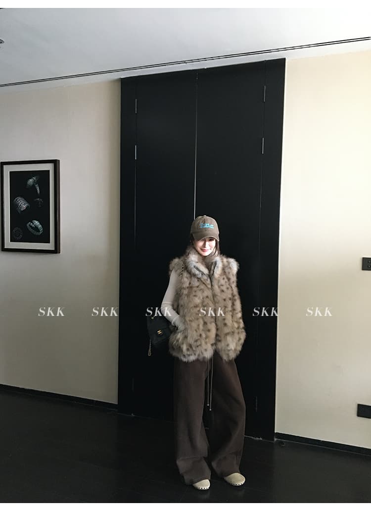 skk store 장기 느슨함 지배 아세트산 주간 실크 양모 털이 있는 당겨서 털 후드 티 스웨터 웨이 바지 세트 상세 이미지 32