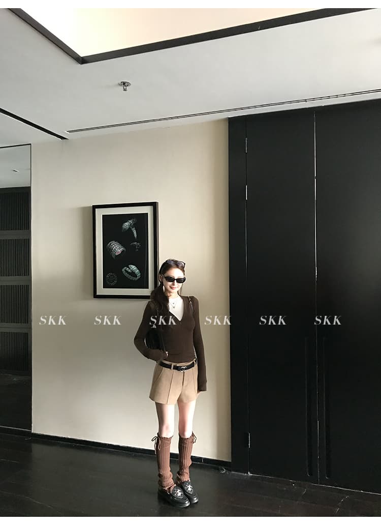 skk store 장기 느슨함 지배 아세트산 주간 실크 양모 털이 있는 당겨서 털 후드 티 스웨터 웨이 바지 세트 상세 이미지 50