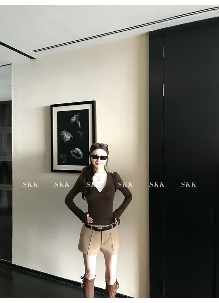 skk store 장기 느슨함 지배 아세트산 주간 실크 양모 털이 있는 당겨서 털 후드 티 스웨터 웨이 바지 세트 상세 이미지 51