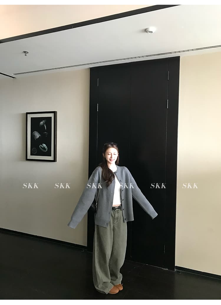 skk store 장기 느슨함 지배 아세트산 주간 실크 양모 털이 있는 당겨서 털 후드 티 스웨터 웨이 바지 세트 상세 이미지 52