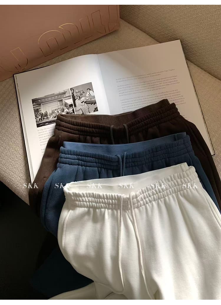 skk store 장기 느슨함 지배 아세트산 주간 실크 양모 털이 있는 당겨서 털 후드 티 스웨터 웨이 바지 세트 상세 이미지 62