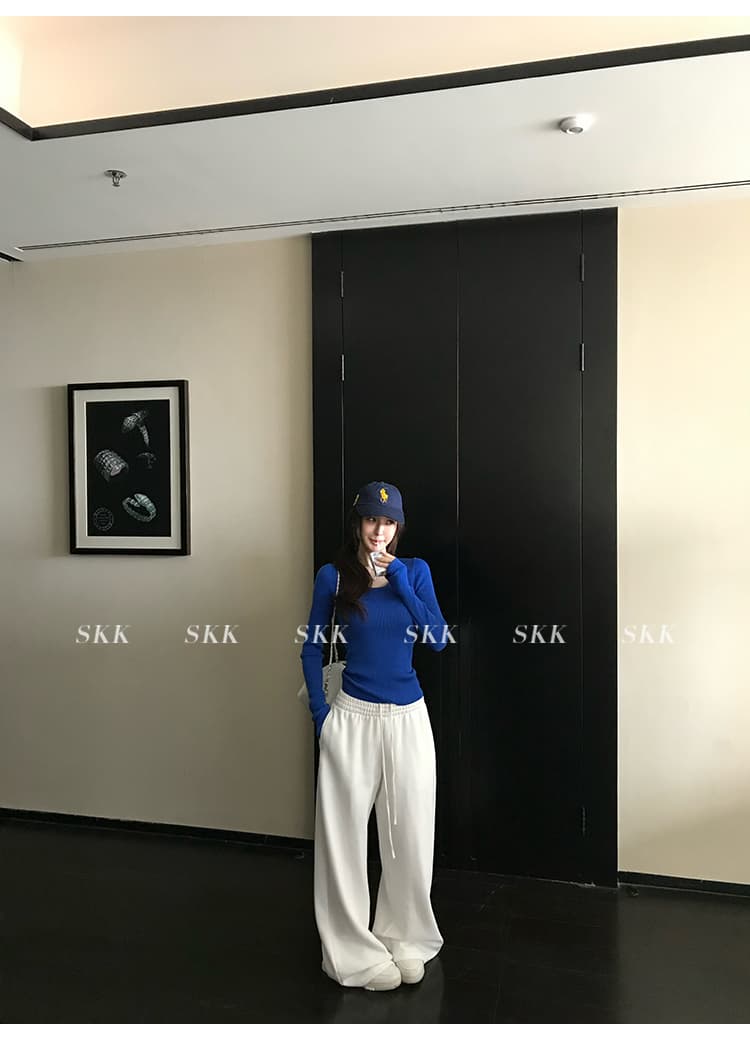 skk store 장기 느슨함 지배 아세트산 주간 실크 양모 털이 있는 당겨서 털 후드 티 스웨터 웨이 바지 세트 상세 이미지 67