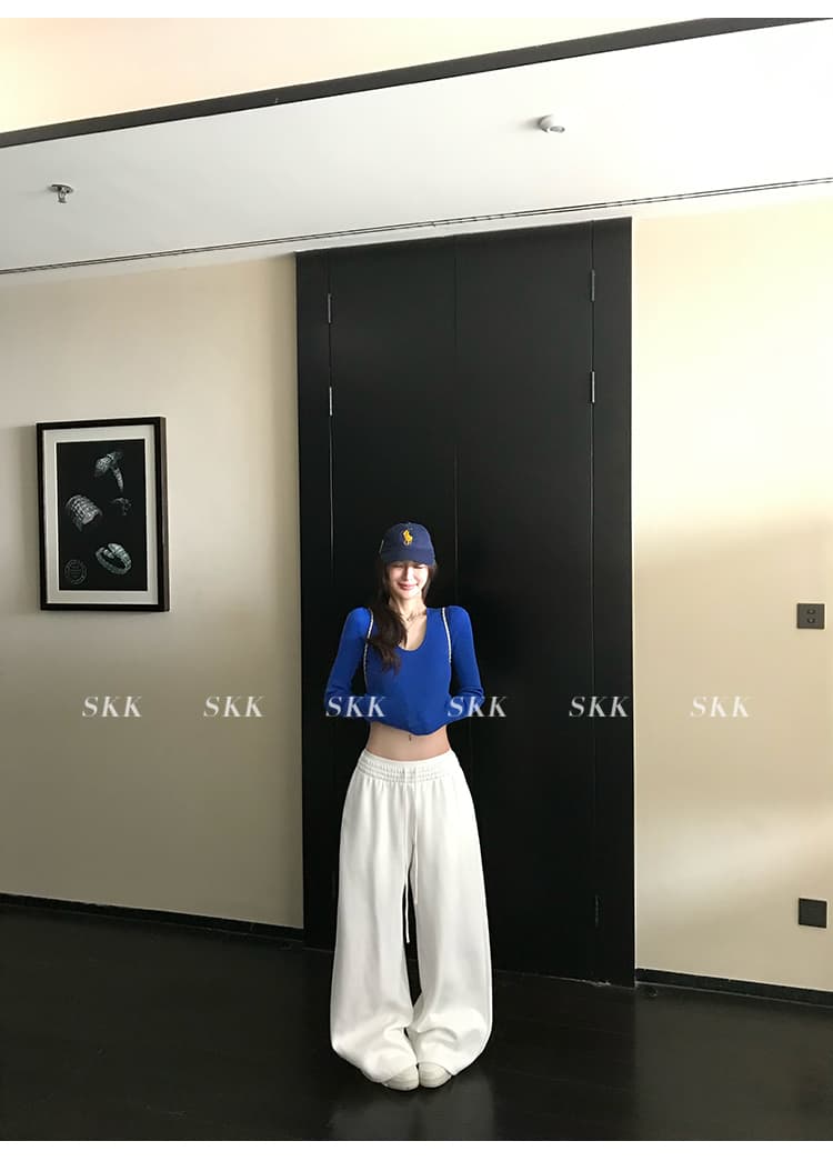 skk store 장기 느슨함 지배 아세트산 주간 실크 양모 털이 있는 당겨서 털 후드 티 스웨터 웨이 바지 세트 상세 이미지 68