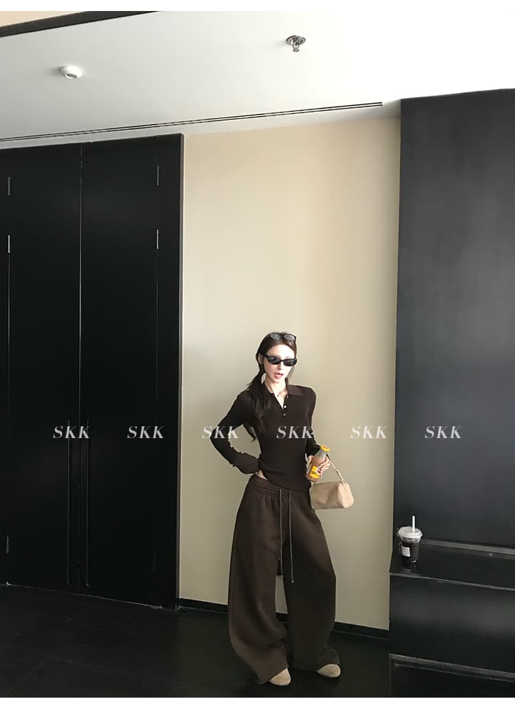 skk store 장기 느슨함 지배 아세트산 주간 실크 양모 털이 있는 당겨서 털 후드 티 스웨터 웨이 바지 세트 상세 이미지 70