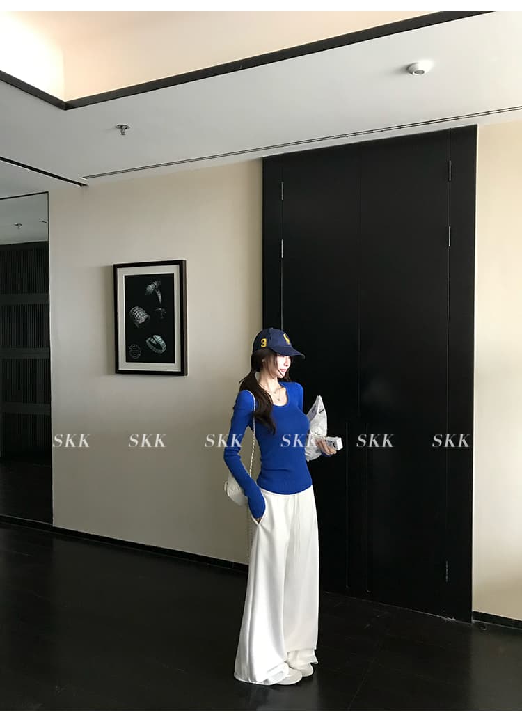 skk store 장기 느슨함 지배 아세트산 주간 실크 양모 털이 있는 당겨서 털 후드 티 스웨터 웨이 바지 세트 상세 이미지 87