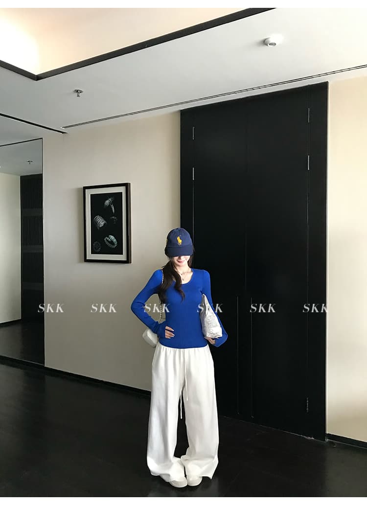 skk store 장기 느슨함 지배 아세트산 주간 실크 양모 털이 있는 당겨서 털 후드 티 스웨터 웨이 바지 세트 상세 이미지 88