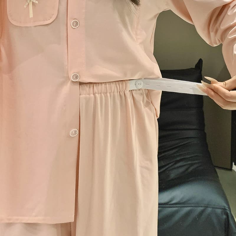 100 라이 카드 면 순면 달 서비스 여성 긴 소매 바지 봄 임산부 잠옷 수유 서비스 여름 출산 후 가정 서비스 세트 이미지 5