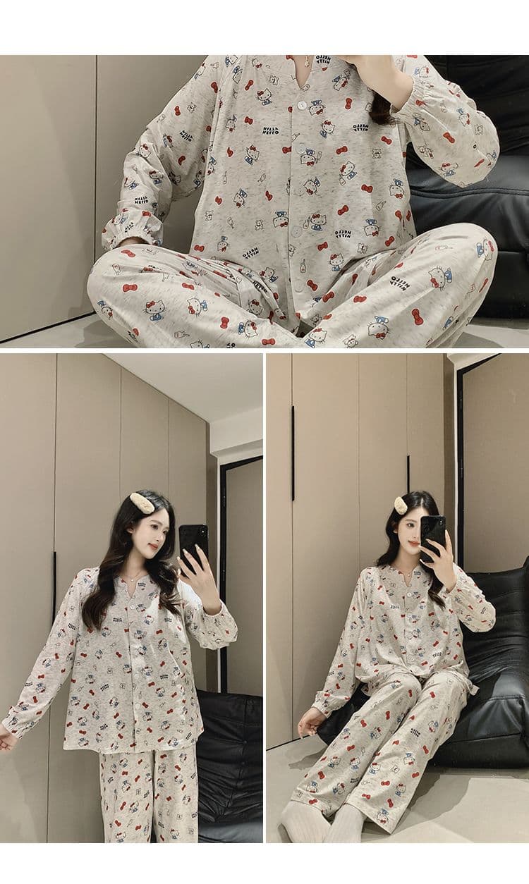고정 가슴 패드 봄 여름 가을 얼음 도자기 면 수유 임산부 잠옷 待产 먹이주기 잠옷 세트 상세 이미지 11