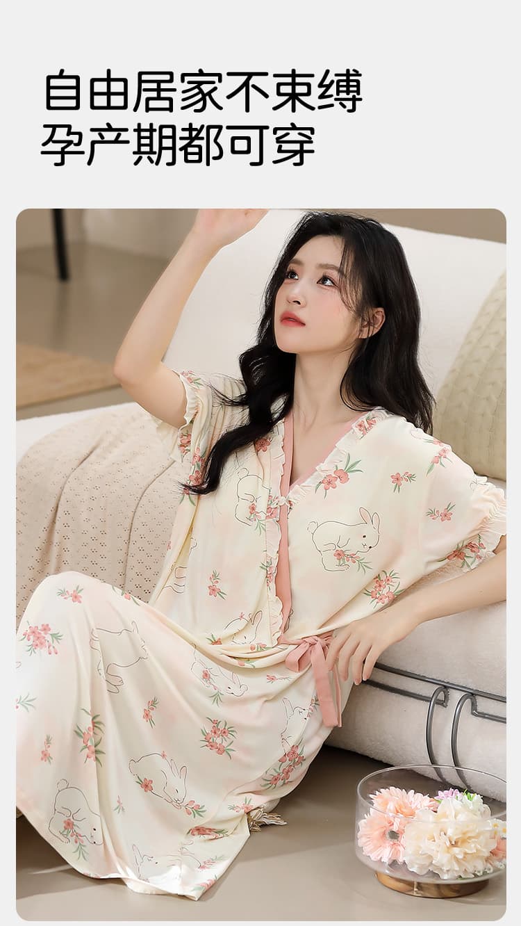 임산부 달 서비스 모달 면 여름 벨트 가슴 패드 임신 엄마 중식 모유 수유 용 치마 달 나이트 드레스 상세 이미지 9