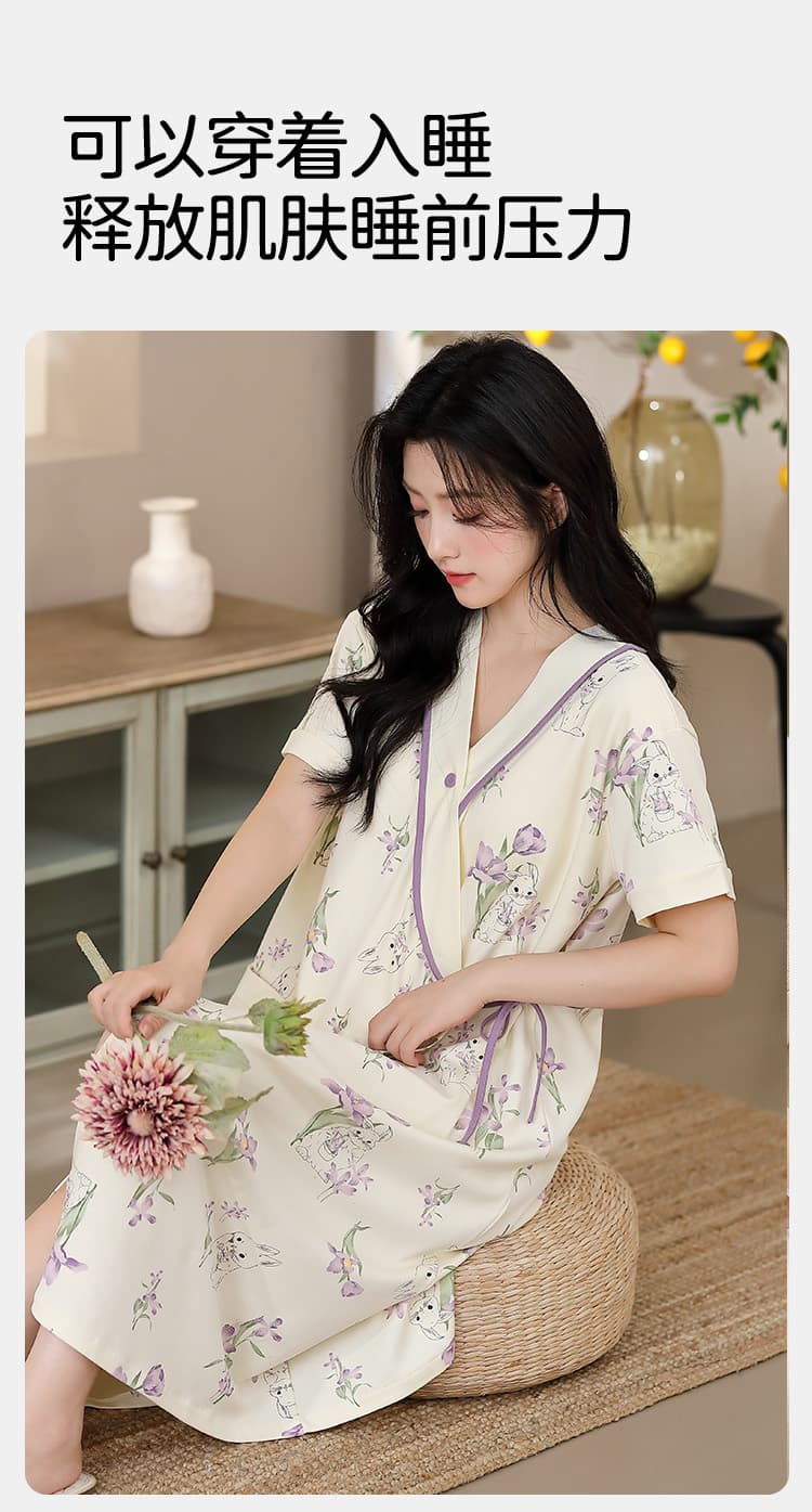 임산부 달 서비스 모달 면 여름 벨트 가슴 패드 임신 엄마 중식 모유 수유 용 치마 달 나이트 드레스 상세 이미지 8