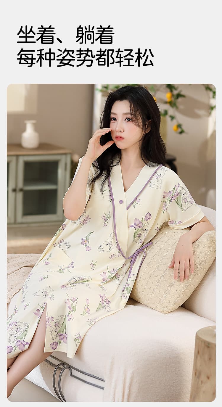 임산부 달 서비스 모달 면 여름 벨트 가슴 패드 임신 엄마 중식 모유 수유 용 치마 달 나이트 드레스 상세 이미지 11
