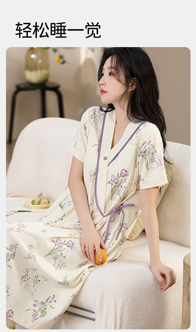 임산부 달 서비스 모달 면 여름 벨트 가슴 패드 임신 엄마 중식 모유 수유 용 치마 달 나이트 드레스 상세 이미지 13