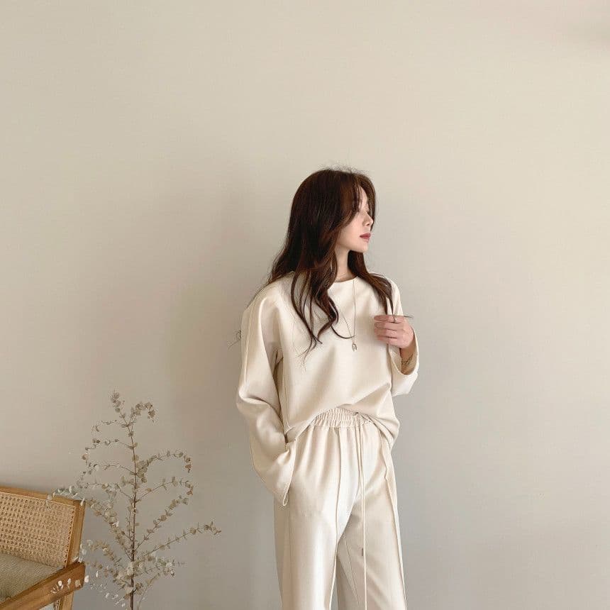 한국 chic 가을 미니멀리즘 품격 루즈핏 다용도 긴팔 후드티 허리밴드 레이스업 캐주얼 바지 긴 바지 여성 상세 이미지 21