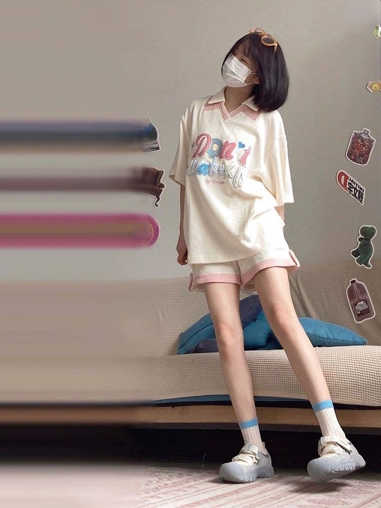 6535 Mianhua 남편 그리드 원본 수건 자수 원본 것 도파민 소녀 귀여운 서비스 세트 투피스 세트 상세 이미지 7