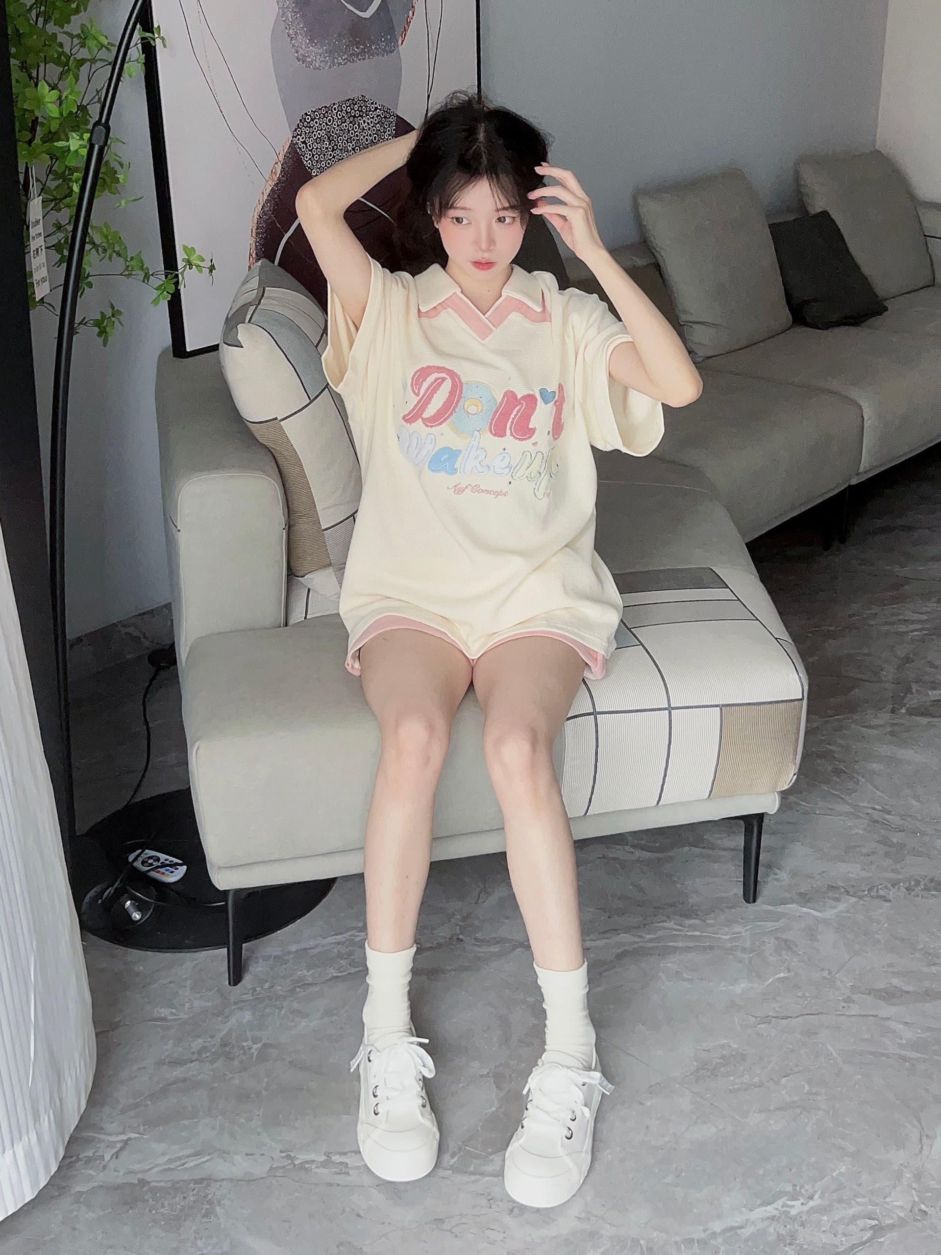 6535 Mianhua 남편 그리드 원본 수건 자수 원본 것 도파민 소녀 귀여운 서비스 세트 투피스 세트 상세 이미지 21