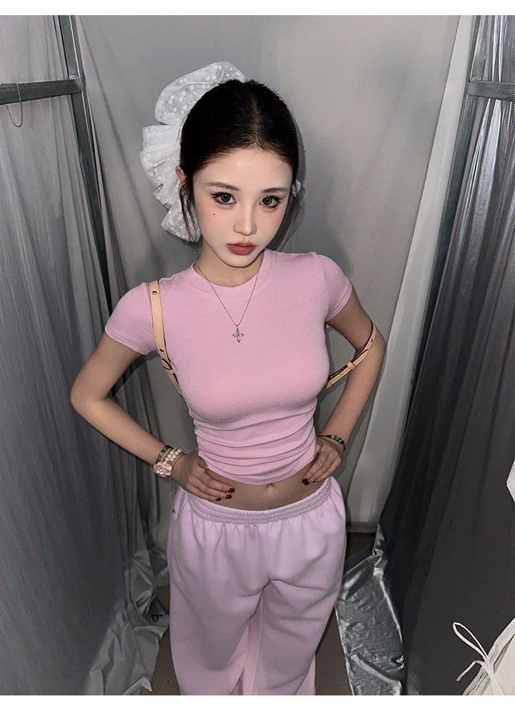 아메리칸 핫걸 핑크색 하이웨이스트 넓은 다리 웨이 바지 여성 봄 여름 느긋한 루즈핏 캐주얼 다용도 바닥 청소 긴 바지 상세 이미지 3