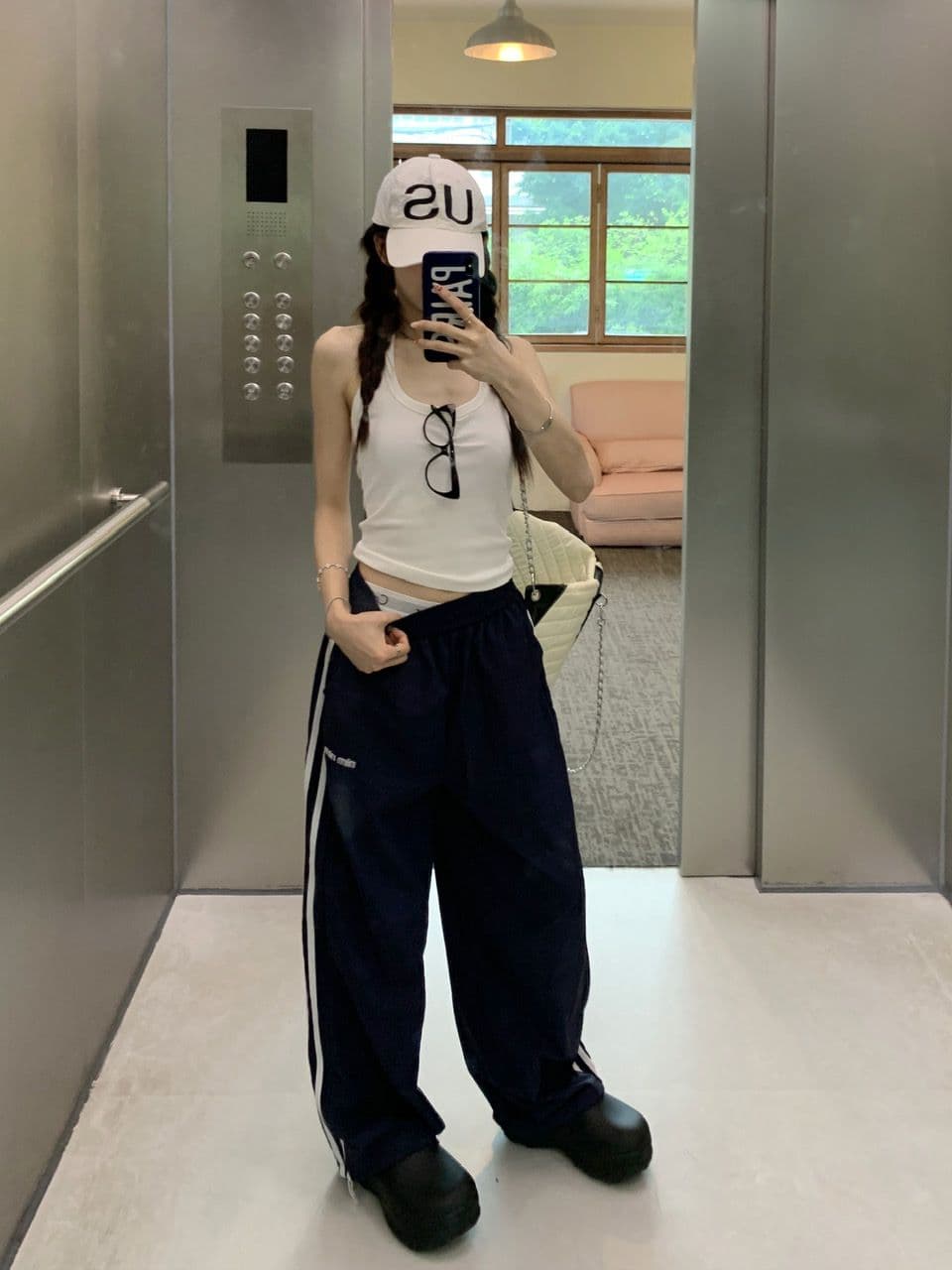 알파벳 있음 변경 속도 건조한 워크웨어 팬츠 여성 도파민 루즈핏 캐주얼 스트라이프 얇은 스타일 운동 와이드 레그 팬츠 상세 이미지 2