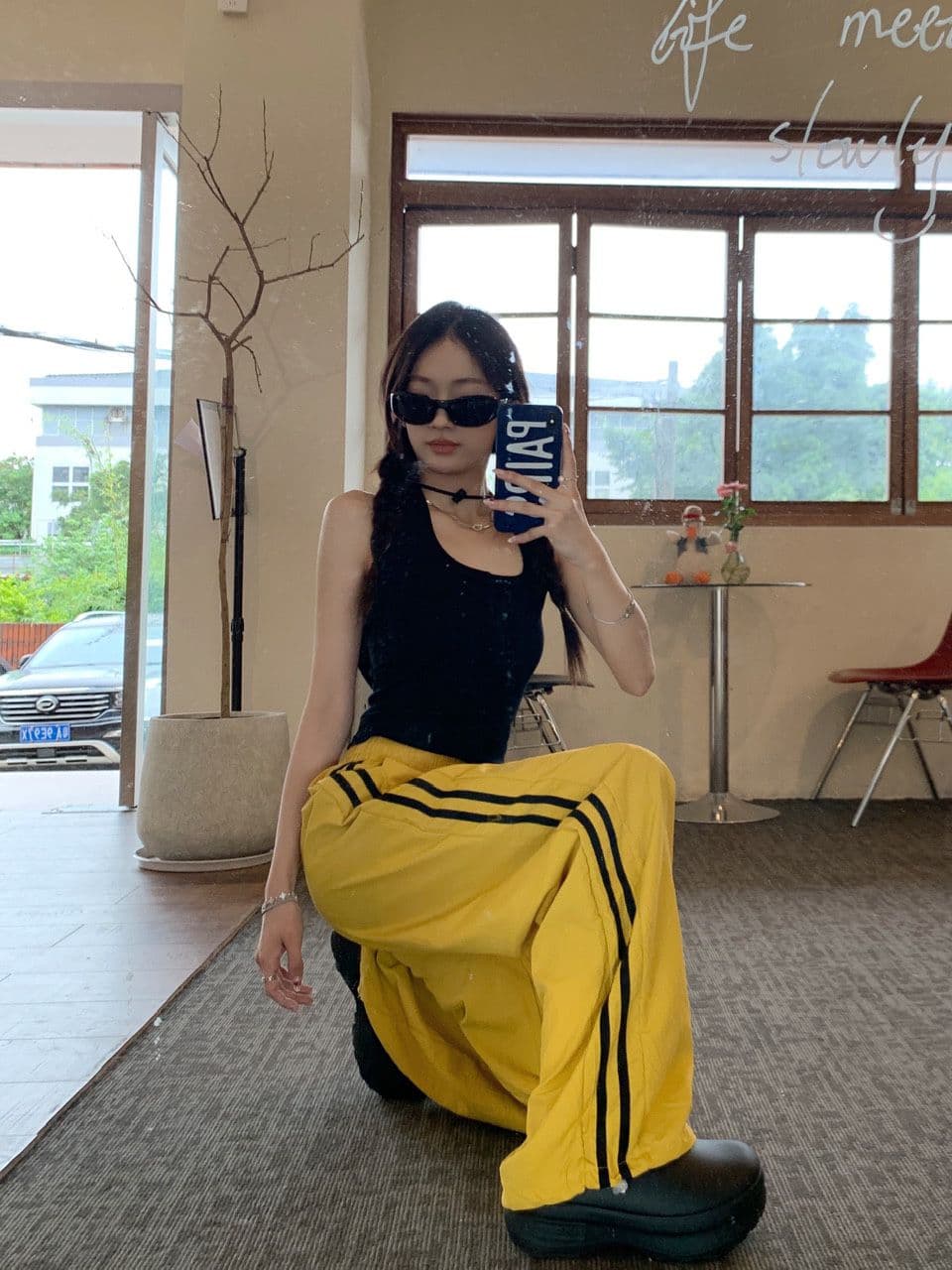 알파벳 있음 변경 속도 건조한 워크웨어 팬츠 여성 도파민 루즈핏 캐주얼 스트라이프 얇은 스타일 운동 와이드 레그 팬츠 상세 이미지 14