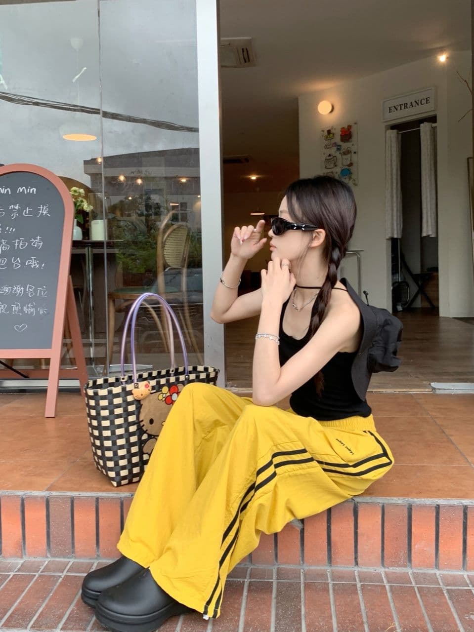 알파벳 있음 변경 속도 건조한 워크웨어 팬츠 여성 도파민 루즈핏 캐주얼 스트라이프 얇은 스타일 운동 와이드 레그 팬츠 상세 이미지 21
