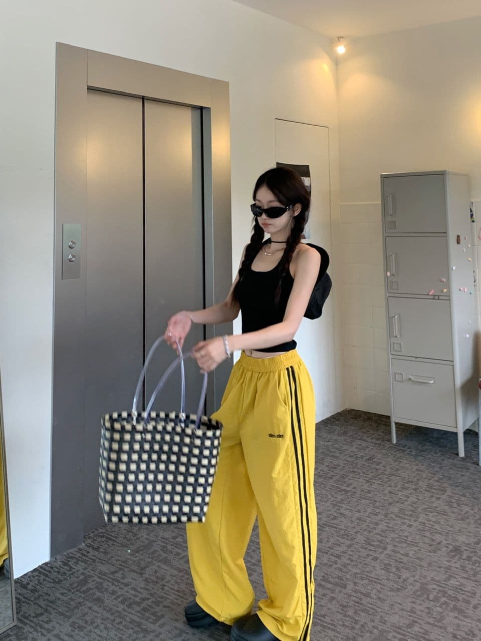 알파벳 있음 변경 속도 건조한 워크웨어 팬츠 여성 도파민 루즈핏 캐주얼 스트라이프 얇은 스타일 운동 와이드 레그 팬츠 상세 이미지 26