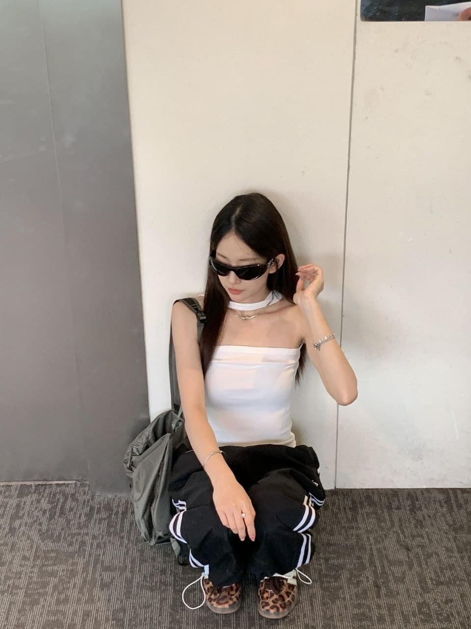 알파벳 있음 변경 속도 건조한 워크웨어 팬츠 여성 도파민 루즈핏 캐주얼 스트라이프 얇은 스타일 운동 와이드 레그 팬츠 상세 이미지 35