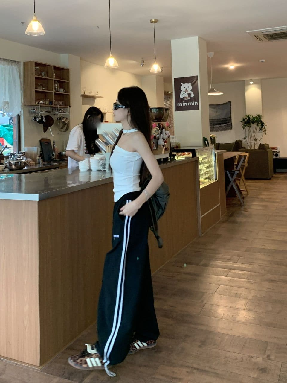 알파벳 있음 변경 속도 건조한 워크웨어 팬츠 여성 도파민 루즈핏 캐주얼 스트라이프 얇은 스타일 운동 와이드 레그 팬츠 상세 이미지 37
