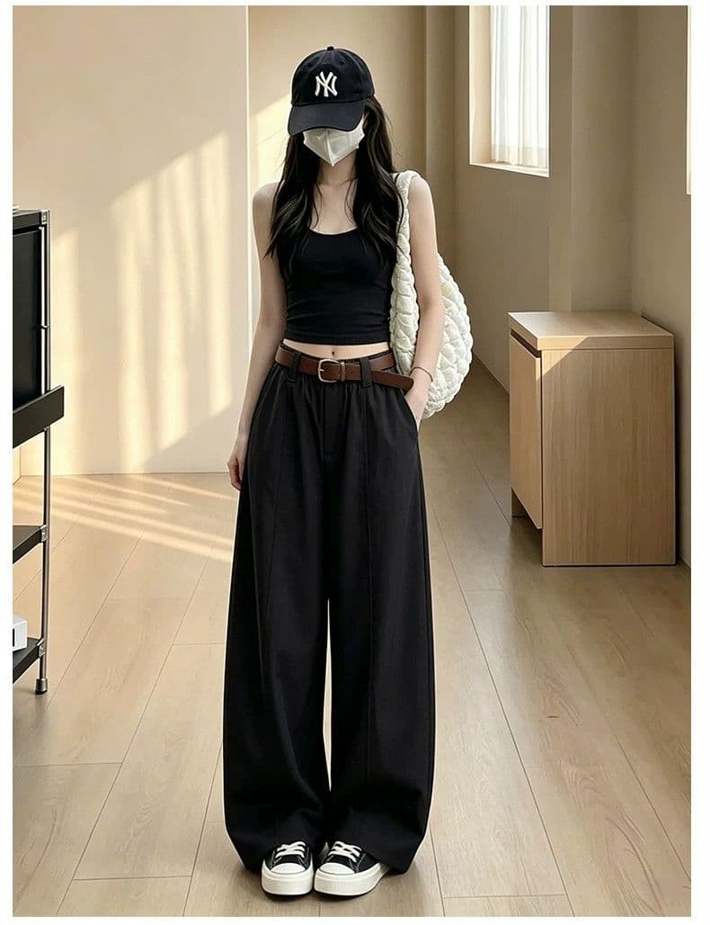 카키 색 모통이 칼 워크웨어 팬츠 여성 2026 새로운 여름 얇은 스타일 캐주얼 운동 작은 키 하이웨이스트 와이드 레그 팬츠 어린이 상세 이미지 23