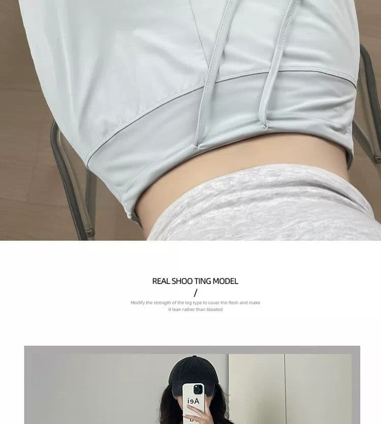 얼음 실크 핑크색 자외선 차단 바지 여성 여름 얇은 스타일 하이웨이스트 슬림해 보이는 스트레이트 작은 키 차가운 넓은 다리 요가 운동 바지 상세 이미지 23