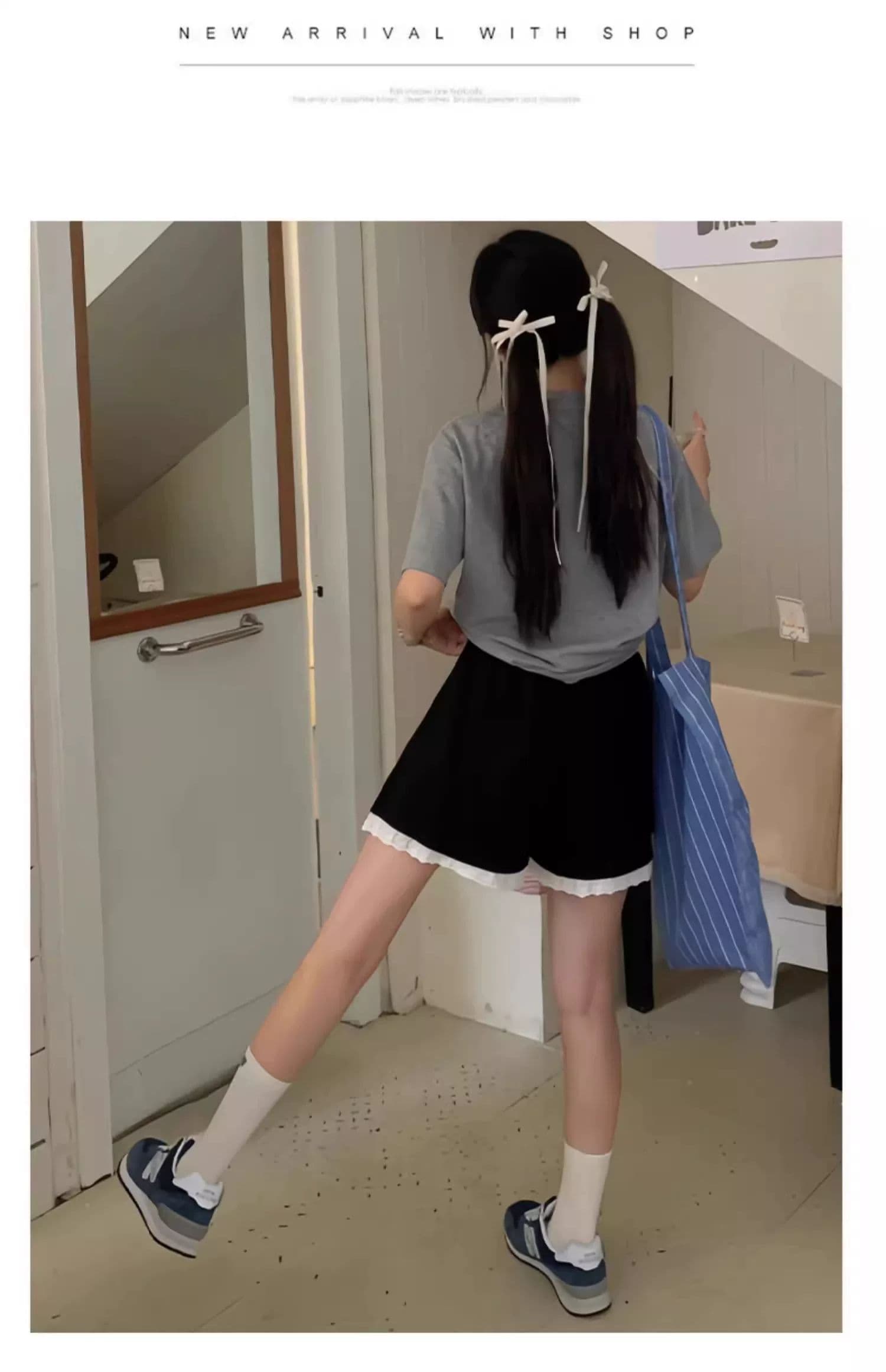 회색 레이스 측면 운동 반바지 여성 여름 얇은 2026 새로운 하이웨이스트 한 마디 캐주얼 루즈핏 외출용 바지 상세 이미지 15