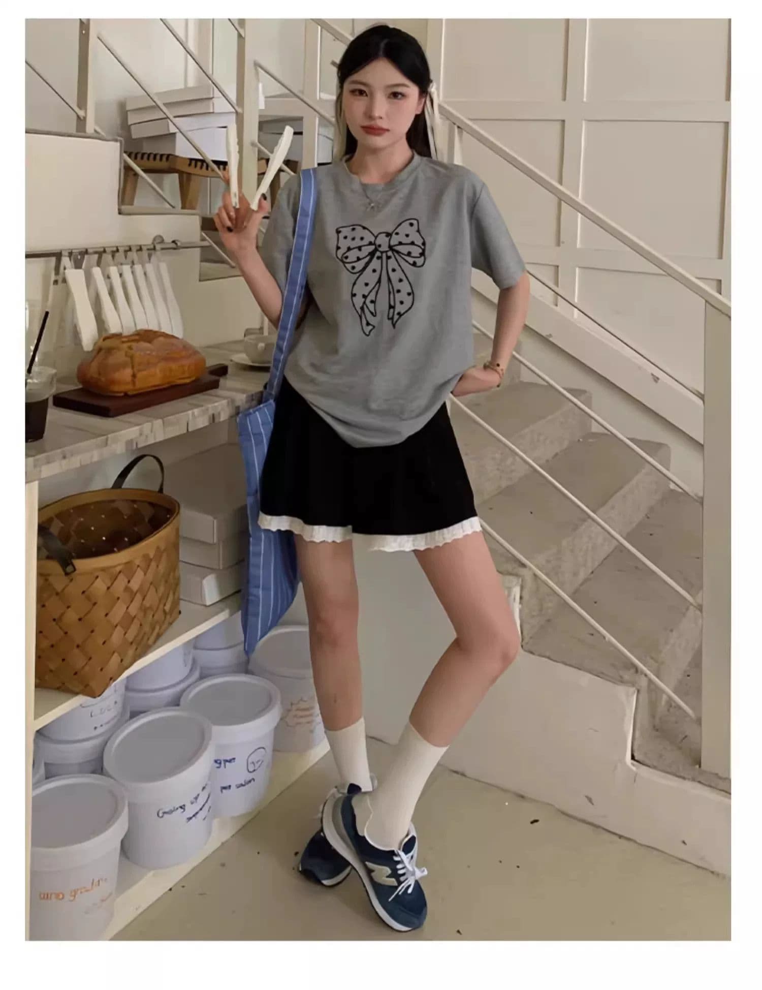 회색 레이스 측면 운동 반바지 여성 여름 얇은 2026 새로운 하이웨이스트 한 마디 캐주얼 루즈핏 외출용 바지 상세 이미지 16