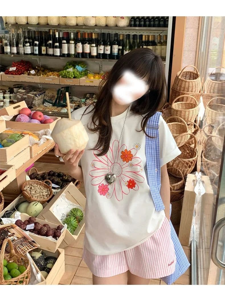핑크색 스트라이프 자수 넓은 다리가 짧다. 바지 여성 2026 여름 새로운 얇은 스타일 작은 키 루즈핏 캐주얼 3 점 바지 트렌디 상세 이미지 13