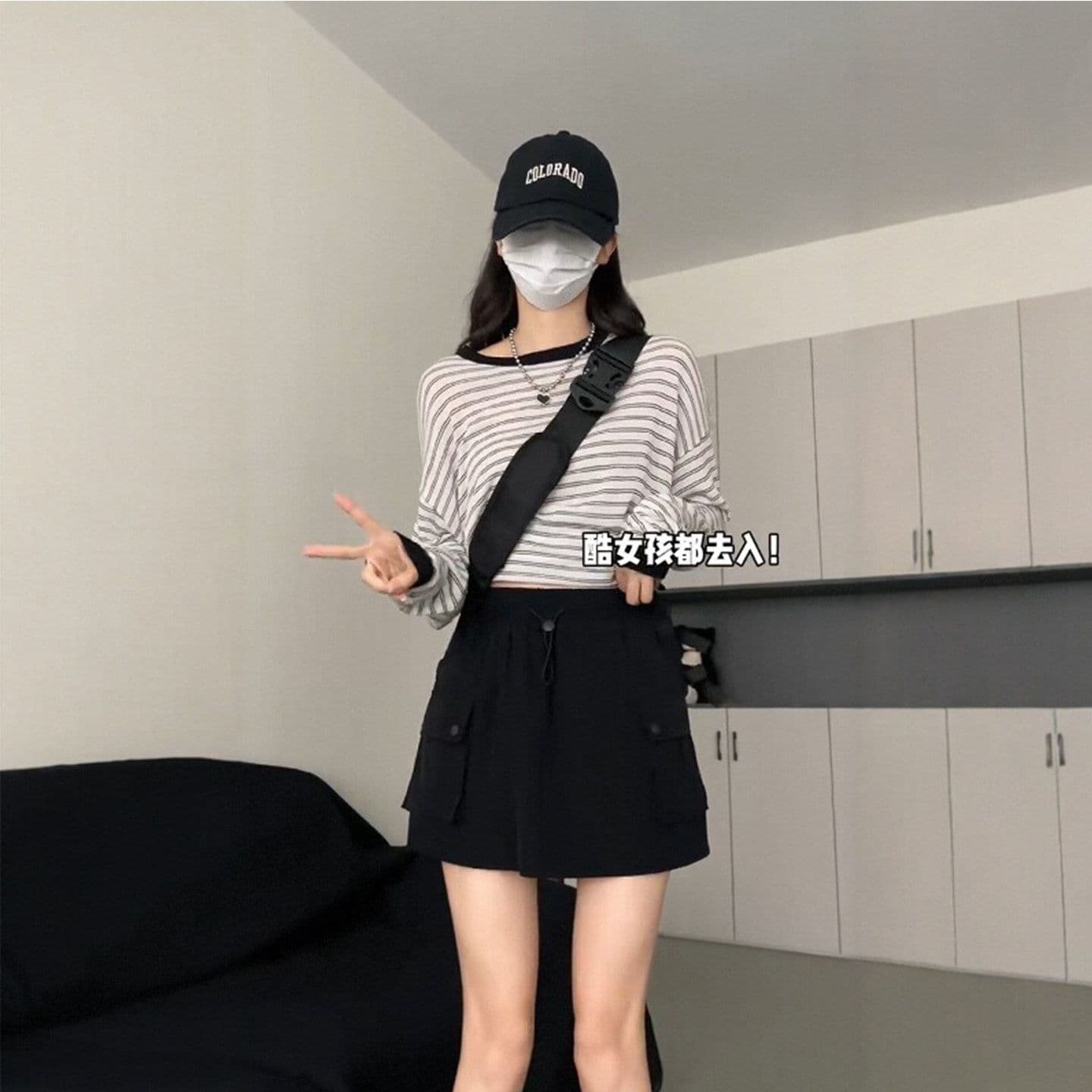 원본 원단 공예 아메리칸 뜨거운 미니 스커트 표지 고기 한 마디 슬림해 보이는 검정색 속도 건조한 워크웨어 치마 상세 이미지 7