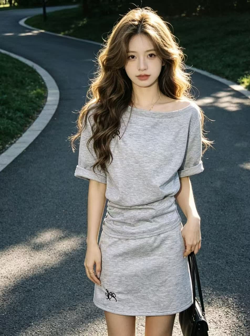 스포츠 슈트 여성 여름 학생 한국 스타일 루즈핏 패션 소금 부서 작은 키 반팔 미니 스커트 캐주얼 투피스 세트 트렌디 상세 이미지 1