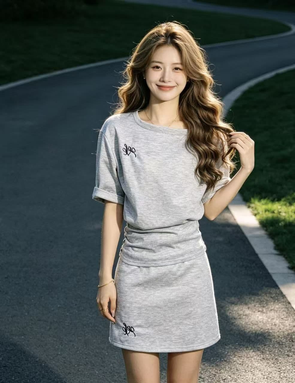 스포츠 슈트 여성 여름 학생 한국 스타일 루즈핏 패션 소금 부서 작은 키 반팔 미니 스커트 캐주얼 투피스 세트 트렌디 상세 이미지 3