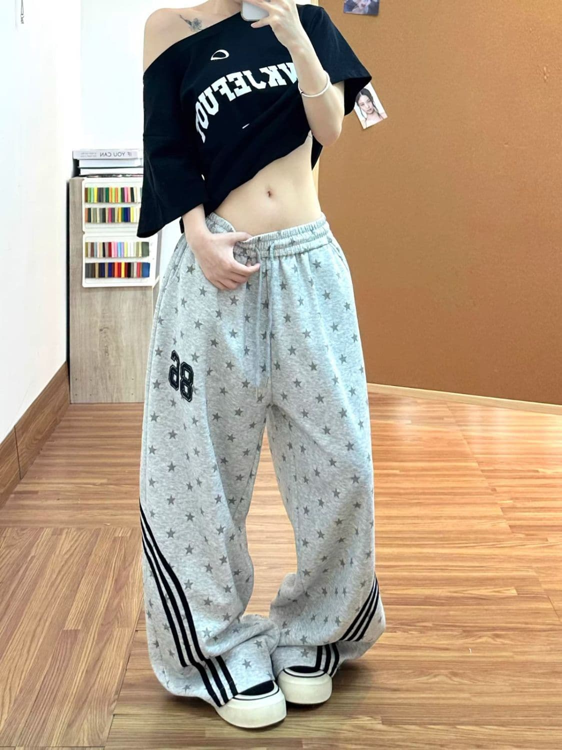 s-6xl 아메리칸 레트로 도트 무늬 캐주얼 바지 여성 여름 새로운 작은 대중 다용도 편안함 루즈핏 도루 센스 와이드 레그 팬츠 상세 이미지 6