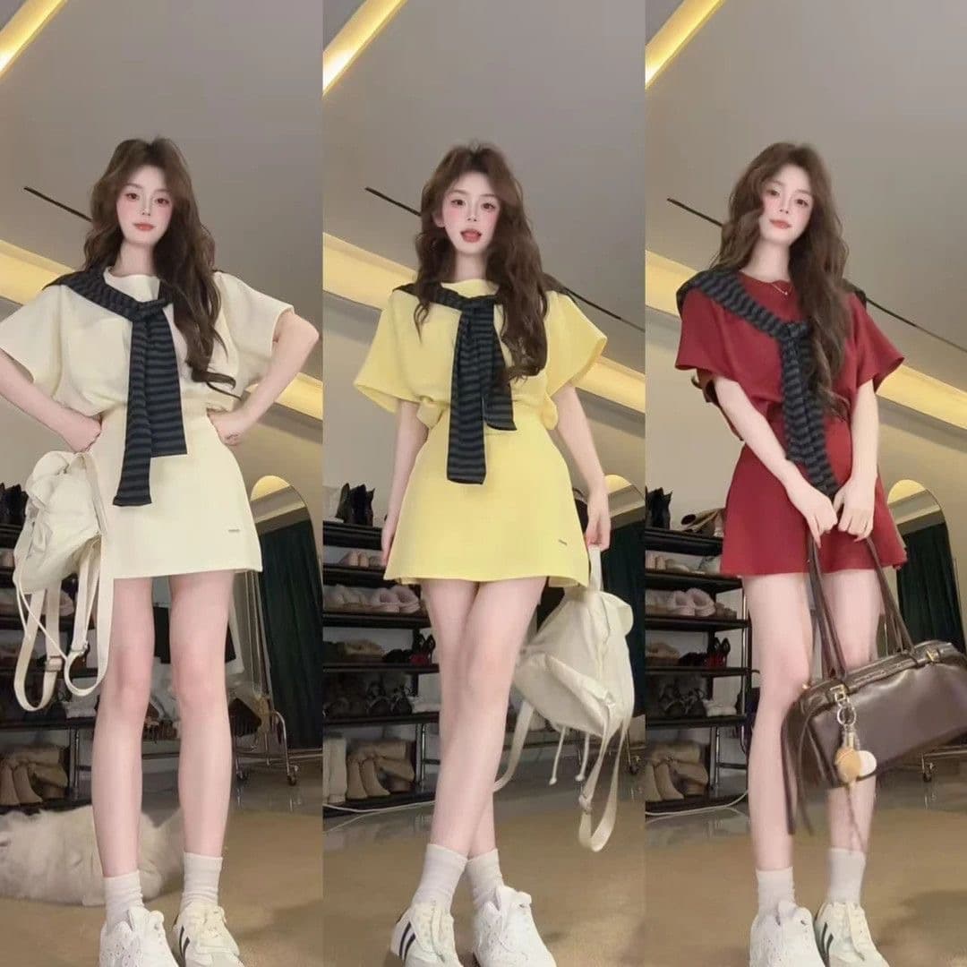 2026 여름 새로운 단색 3종 세트 캐주얼 한 부서 다용도 고급 미니멀리즘 루즈핏 세트 패션 연령 감소 이미지 5