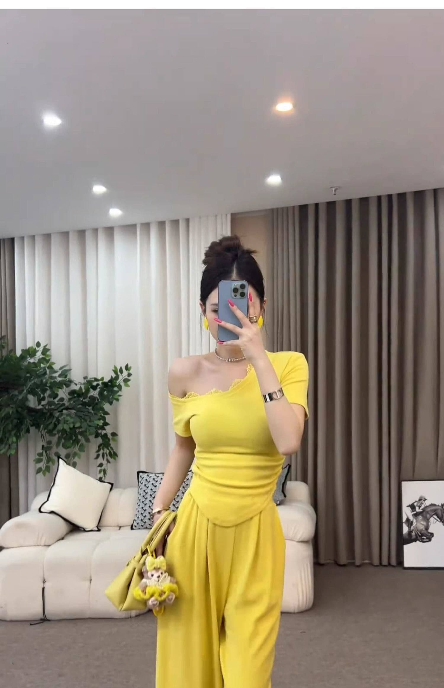 순면 한 부서 캐주얼 세트 여름 패션 연령 감소 몸매 가꾸기 슬림해 보이는 오프숄더 반팔 와이드 레그 팬츠 투피스 세트