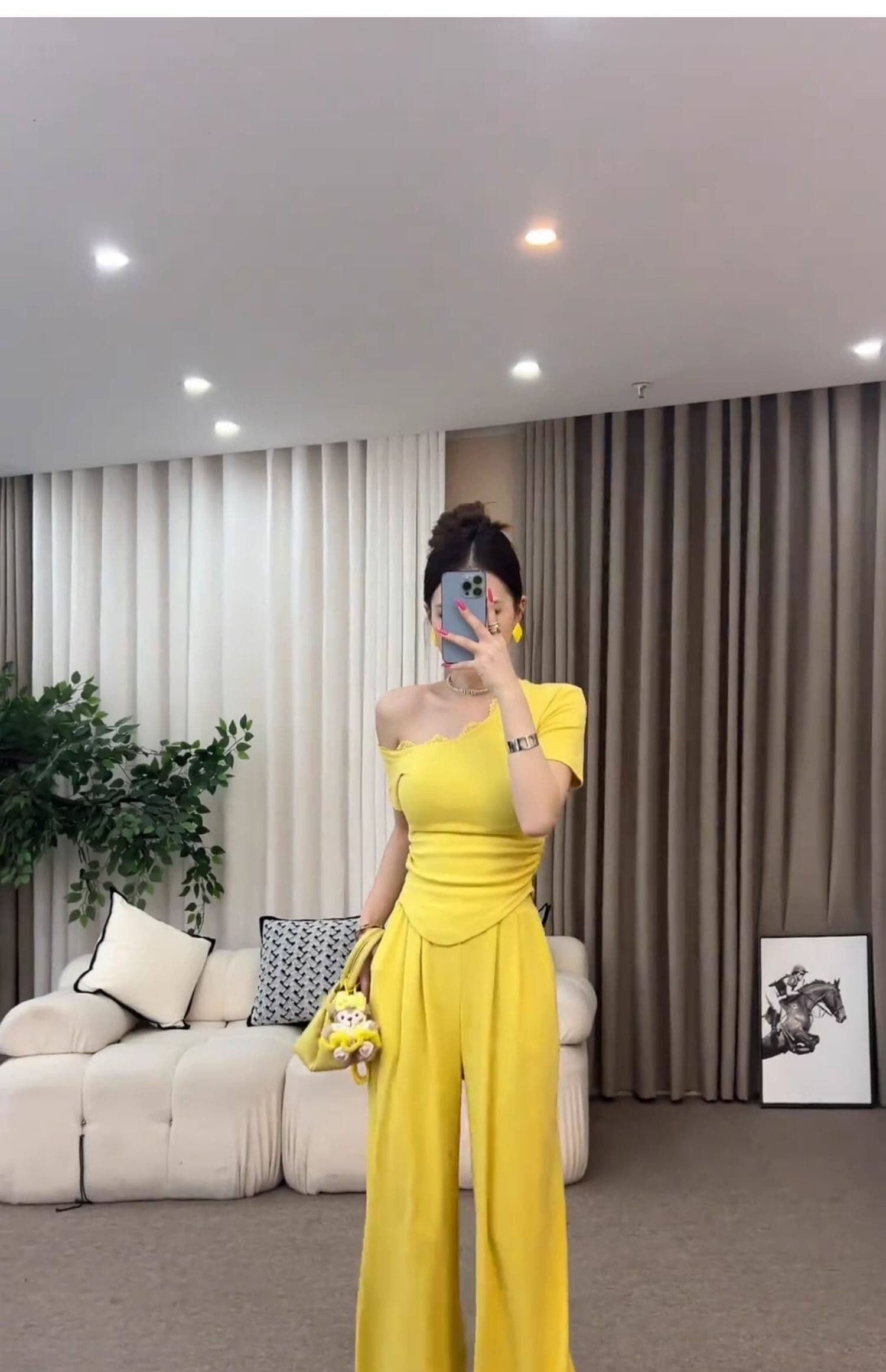 순면 한 부서 캐주얼 세트 여름 패션 연령 감소 몸매 가꾸기 슬림해 보이는 오프숄더 반팔 와이드 레그 팬츠 투피스 세트 상세 이미지 7